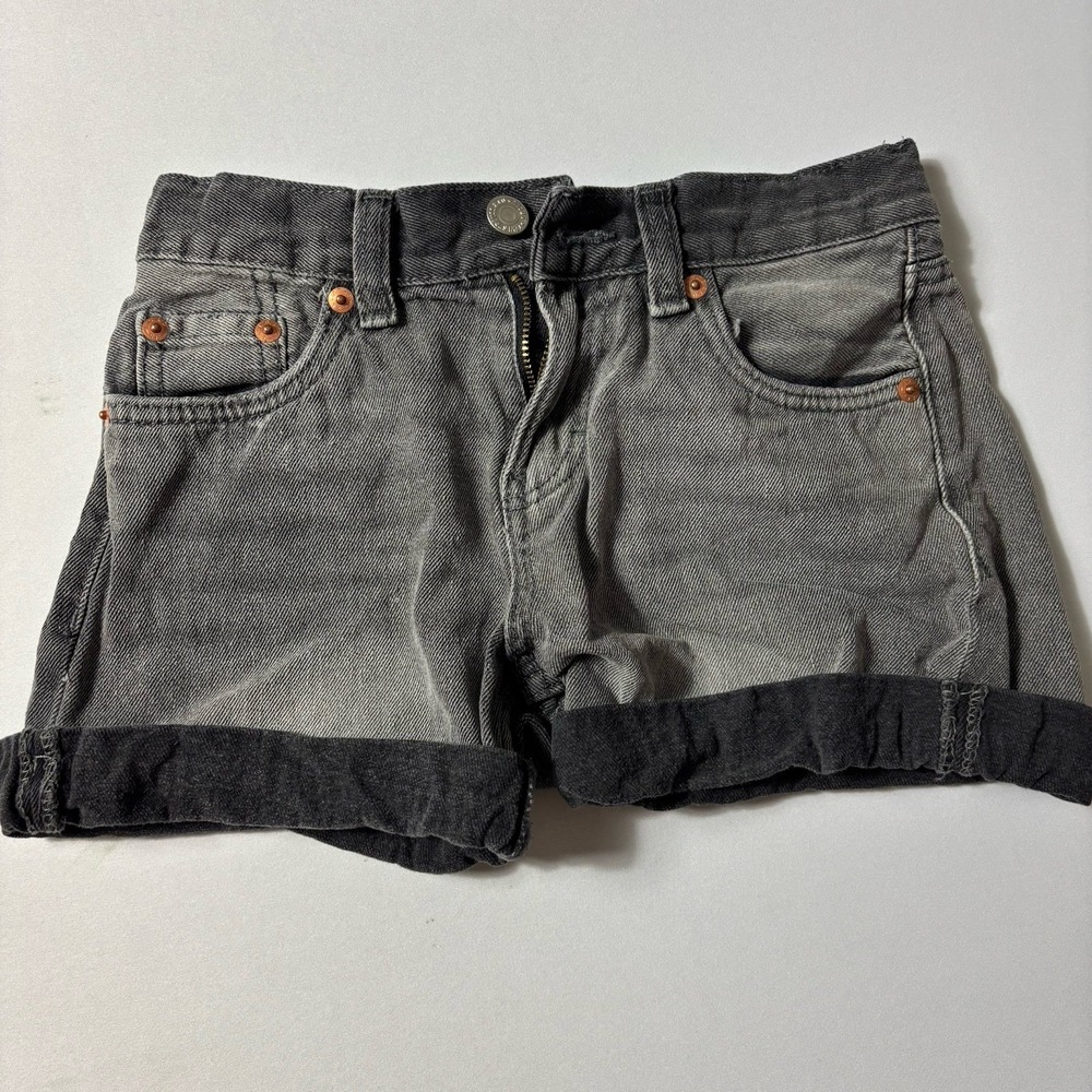 Levi's Boyfriend Denim Shorts Gray High Rise Stretch Women Size L Y2K Casual
